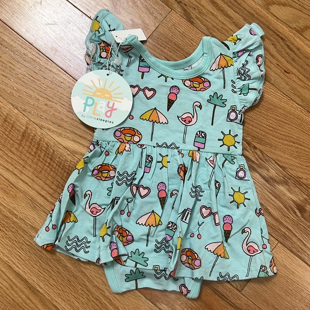 Pool Party Twirl Dress Little Sleepies Size 3-6m NEW WITH TAG